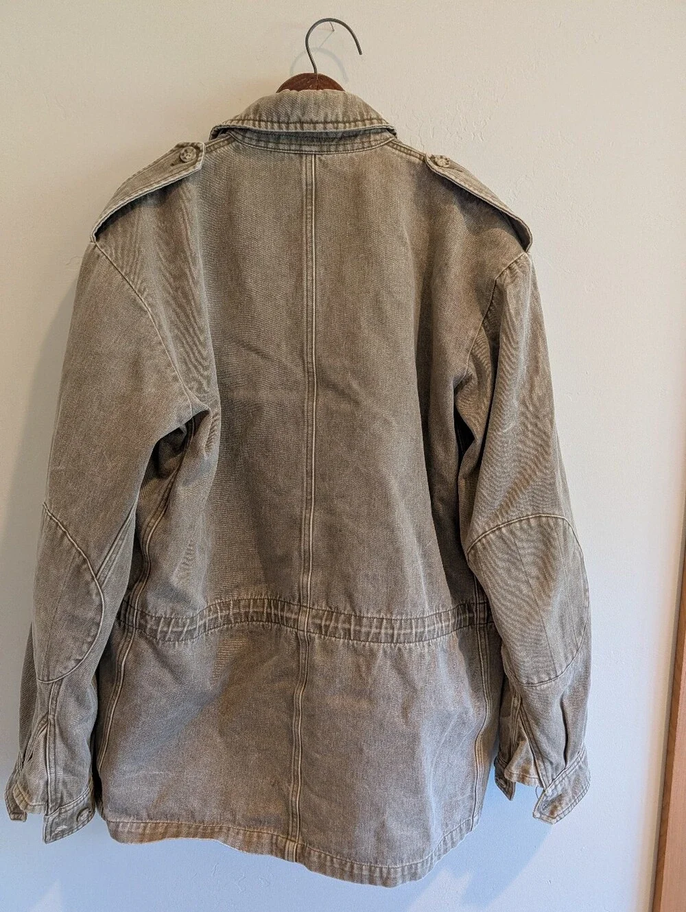 VINTAGE Banana Republic 80s Military Style Field Coat Heavy Cotton Denim XL